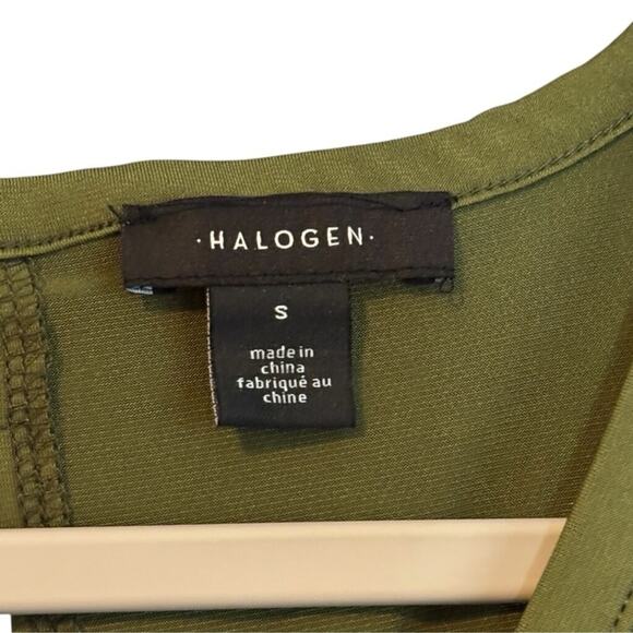 Halogen Olive Green V-Neck Tank Top Small NWT Stretch Knit Blouse - Picture 3 of 4